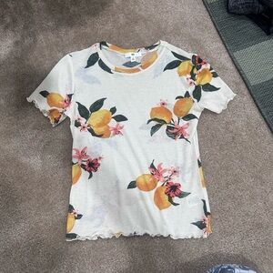 BP Lemon Floral Print Short Sleeve Top